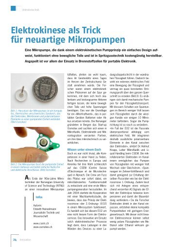 Elektrokinese als Trick für neuartige Mikropumpen - Osmotex