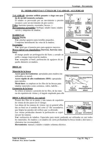 IX / HERRAMIENTAS DE TALADRAR - AGUJEREAR