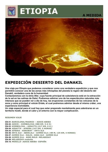 EXPEDICIÓN DESIERTO DEL DANAKIL - Viajes Tarannà