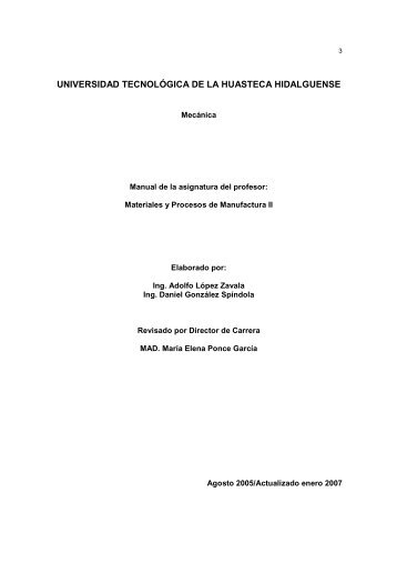 Materiales y Procesos de Manufactura Dos - Biblioteca UTHH