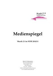 Medienspiegel - Musik 21 Niedersachsen 2008-2011