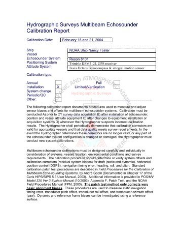 Hydrographic Surveys Multibeam Echosounder Calibration ... - NOAA