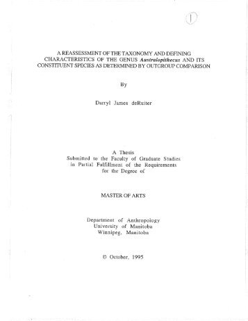 Submitted to the Faculty of Graduate Studies in Partial Fulfillment of ...