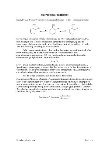 Ekstraktion af salicylsyre(uge 3-4)