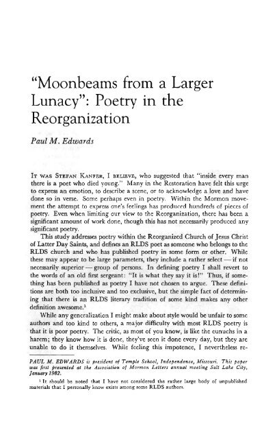 Moonbeams from a Larger Lunacy - Dialogue – A Journal of ...