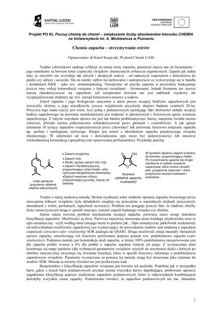 Chemia zapachu – otrzymywanie estrów - Poczuj chemię do chemii