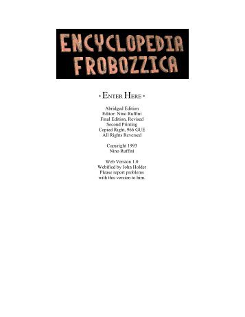 The Encyclopedia Frobozzica - iBiblio