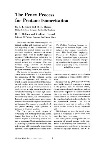 The Penex Process for Pentane Isomerisation - Platinum Metals ...