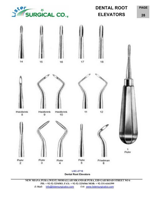 Dental Instruments Catalogue - lister surgical co.