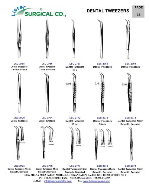 Dental Instruments Catalogue - lister surgical co.