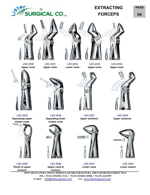 Dental Instruments Catalogue - lister surgical co.