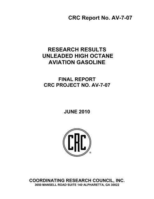 CRC REPORT PROJ NO. AV-7-07 - Coordinating Research Council