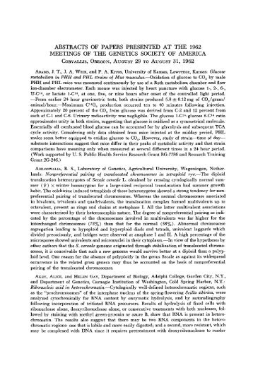 abstracts of papers presented at the 1962 meetings - Genetics