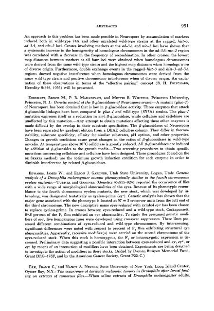 abstracts of papers presented at the 1962 meetings - Genetics