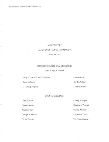 20120206_vance_county_2011_audit_report - Home in Henderson