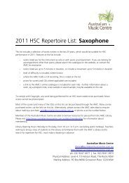 2011 HSC Repertoire List: Saxophone - Australian Music Centre