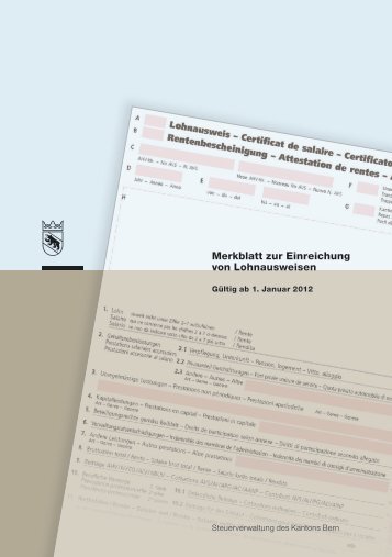 Merkblatt zur Einreichung von Lohnausweisen - Kanton Bern