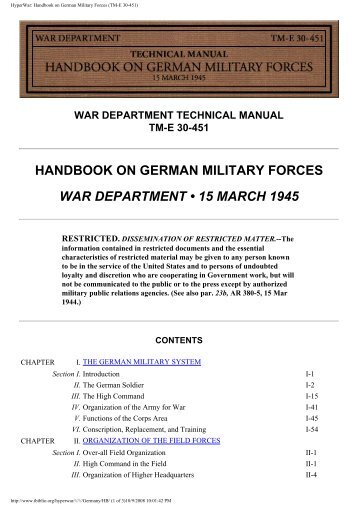HyperWar: Handbook on German Military Forces ... - Nonstop Systems
