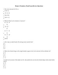 Honors Chemistry Final Exam Review Questions