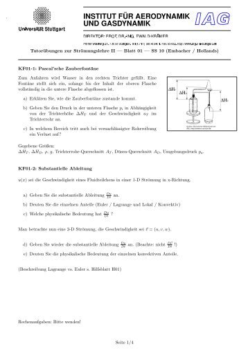 Tutorübungen zur Strömungslehre II — Blatt 01 — SS 10 ... - IAG