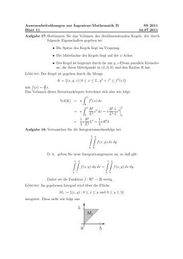 Anwesenheitsübungen zur Ingenieur-Mathematik II SS 2011 Blatt 11 ...