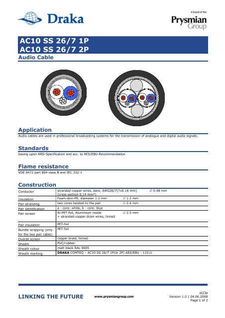 AC10 SS 26/7 1P AC10 SS 26/7 2P - Draka Communications ...