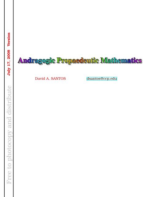 Arithmetic for Adults, Propaedeutic Andragogy - Open Source ...