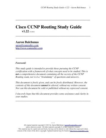Cisco CCNP Routing Study Guide - Router Alley