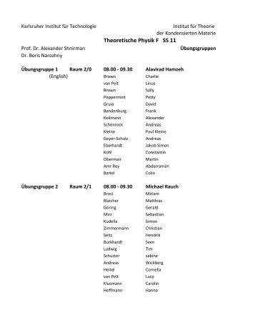 Theoretische Physik F SS 11 - TKM