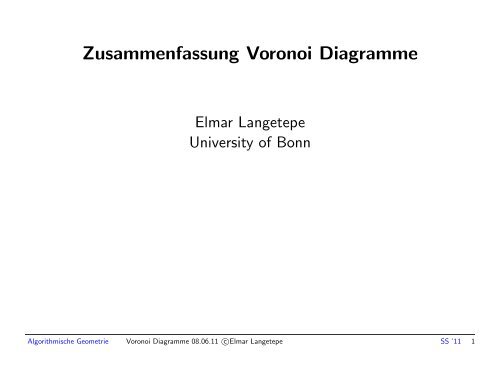 Vorlesung Elmar Langetepe SS11