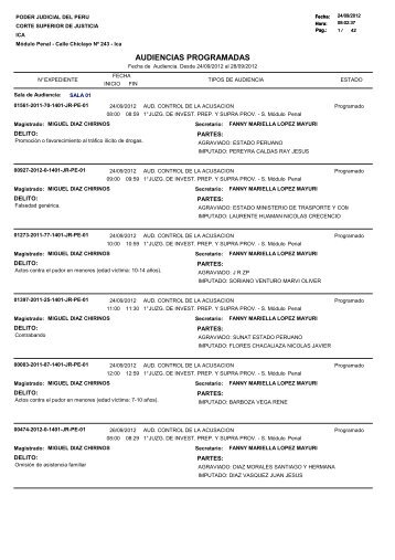 audiencias programadas semana del 24 al 28 de setiembre 2012