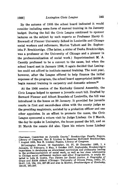 The Lexington Civic League: Agent of Reform, 1900 - The Filson ...