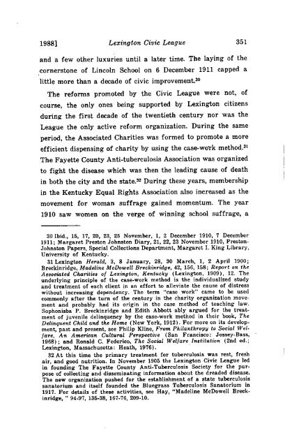 The Lexington Civic League: Agent of Reform, 1900 - The Filson ...
