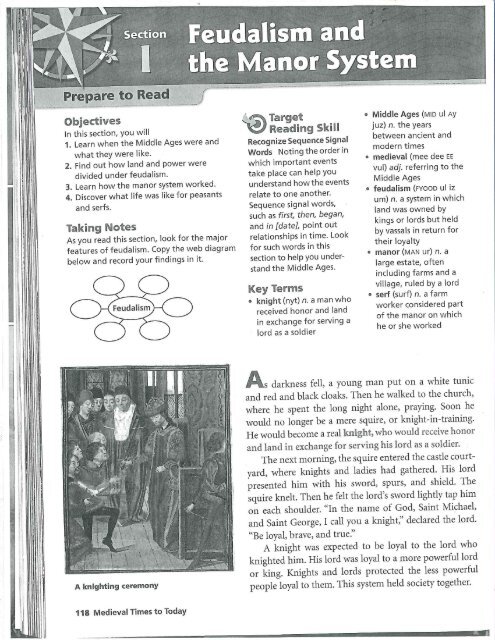 Feudalism And The Manor System Reading Ralph C Mahar Regional