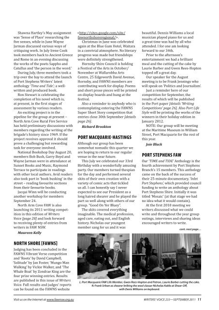 Writers Voice September 2011 - Fellowship of Australian Writers NSW