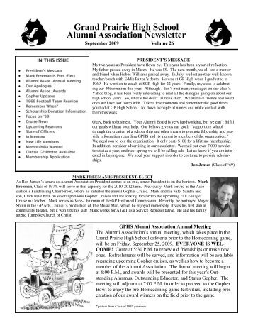 Grand Prairie High School Alumni Association Newsletter