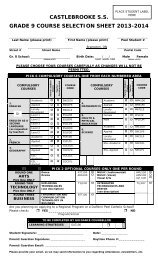 CASTLEBROOKE S.S. GRADE 9 COURSE SELECTION SHEET ...