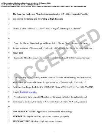 1 The Deep-Sea Bacterium Photobacterium profundum SS9 Utilizes ...