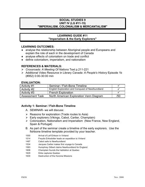 SOCIAL STUDIES 9 UNIT IV (LG #11-15) "IMPERIALISM ...