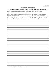 Statement of Claimant or Other Person - Social Security