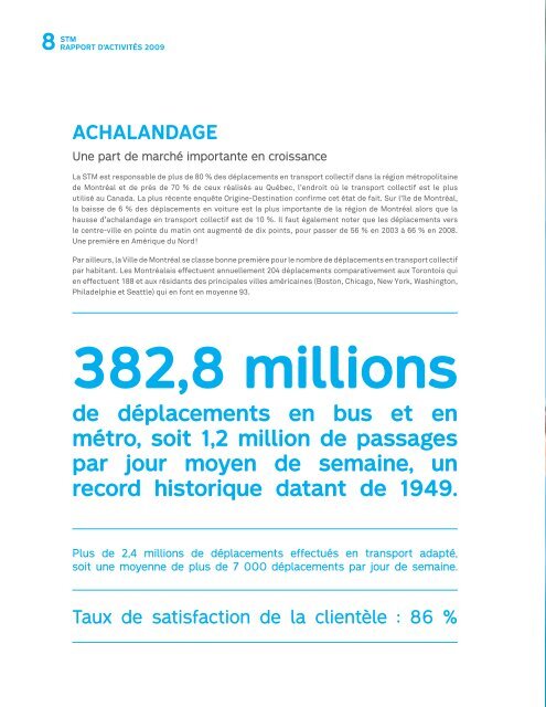 RAPPORT D'ACTIVITÉS 2009 - Société de transport de Montréal