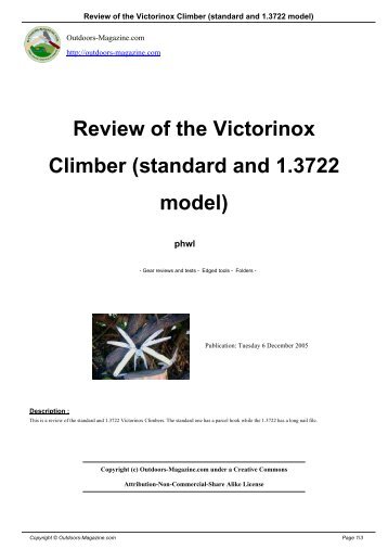 Review of the Victorinox Climber (standard and 1.3722 model)