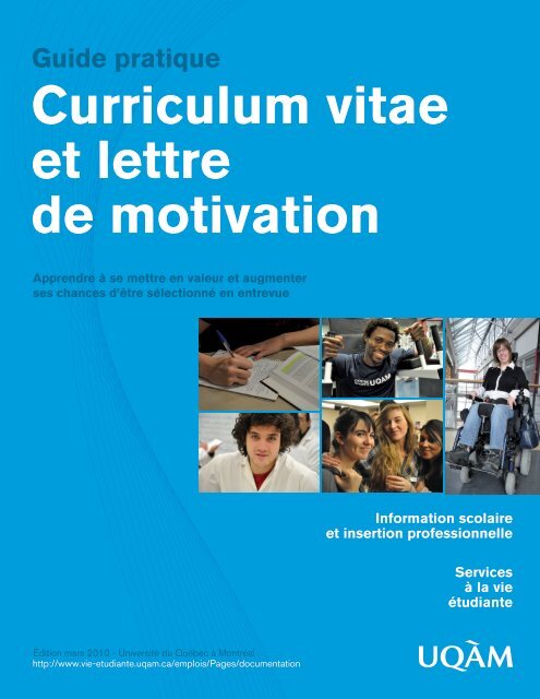 Curriculum vitae et lettre de motivation Guide pratique - UQAM