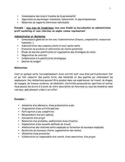 Curriculum vitae et lettre de motivation Guide pratique - UQAM