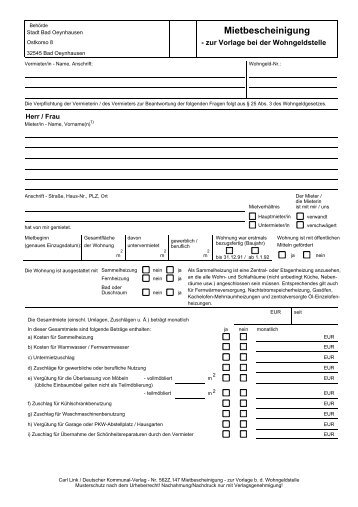 Zusatzblatt 1 Mietbescheinigung