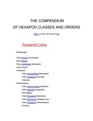 THE COMPENDIUM OF HEXAPOD CLASSES AND ORDERS