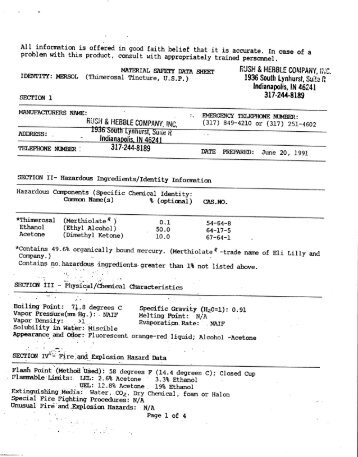 IDENTITY: MERSOL (Thimerosal Tincture, U.S.P.) 1935 South ...