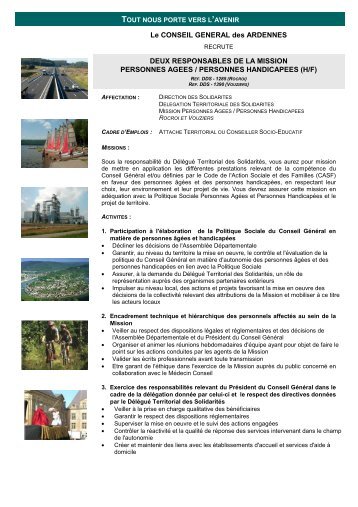 2 responsables de mission PAPH - Conseil Général des Ardennes