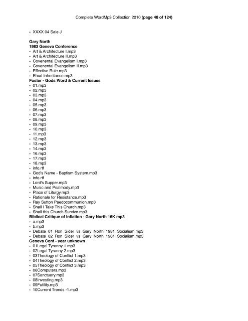 Complete WordMp3.com DVD set list 2010