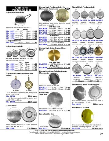 Clock Parts: Pendulums-Bobs - antique clock keys & clock parts